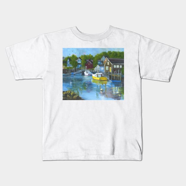 Portsmouth New Hampshire View from Fish Coop on Pierce Island Kids T-Shirt by ROSEANN MESERVE 